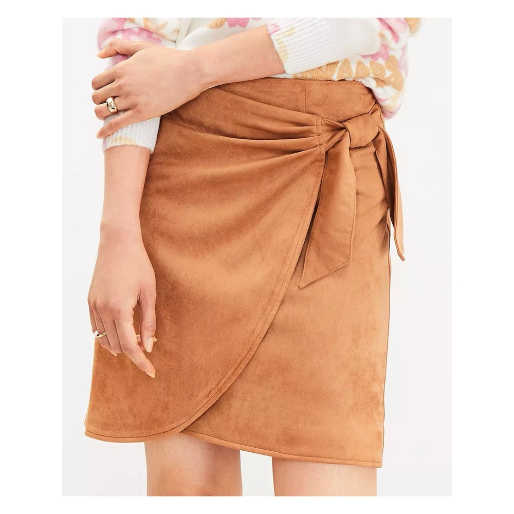 LOFT • Faux Wrap Suede Skirt • Petite